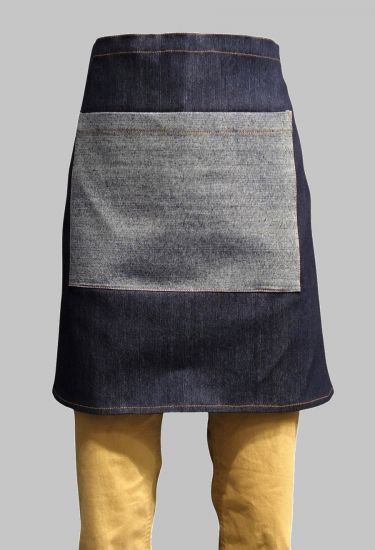 Denim waist apron with contrasting pocket  (AP63)
