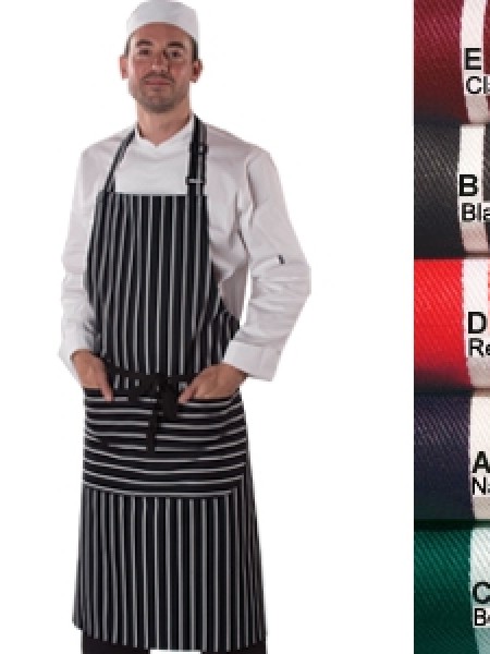 Dennys striped bib apron with pocket 