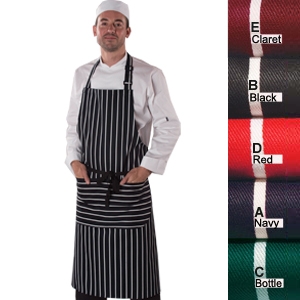 Dennys striped bib apron with pocket 