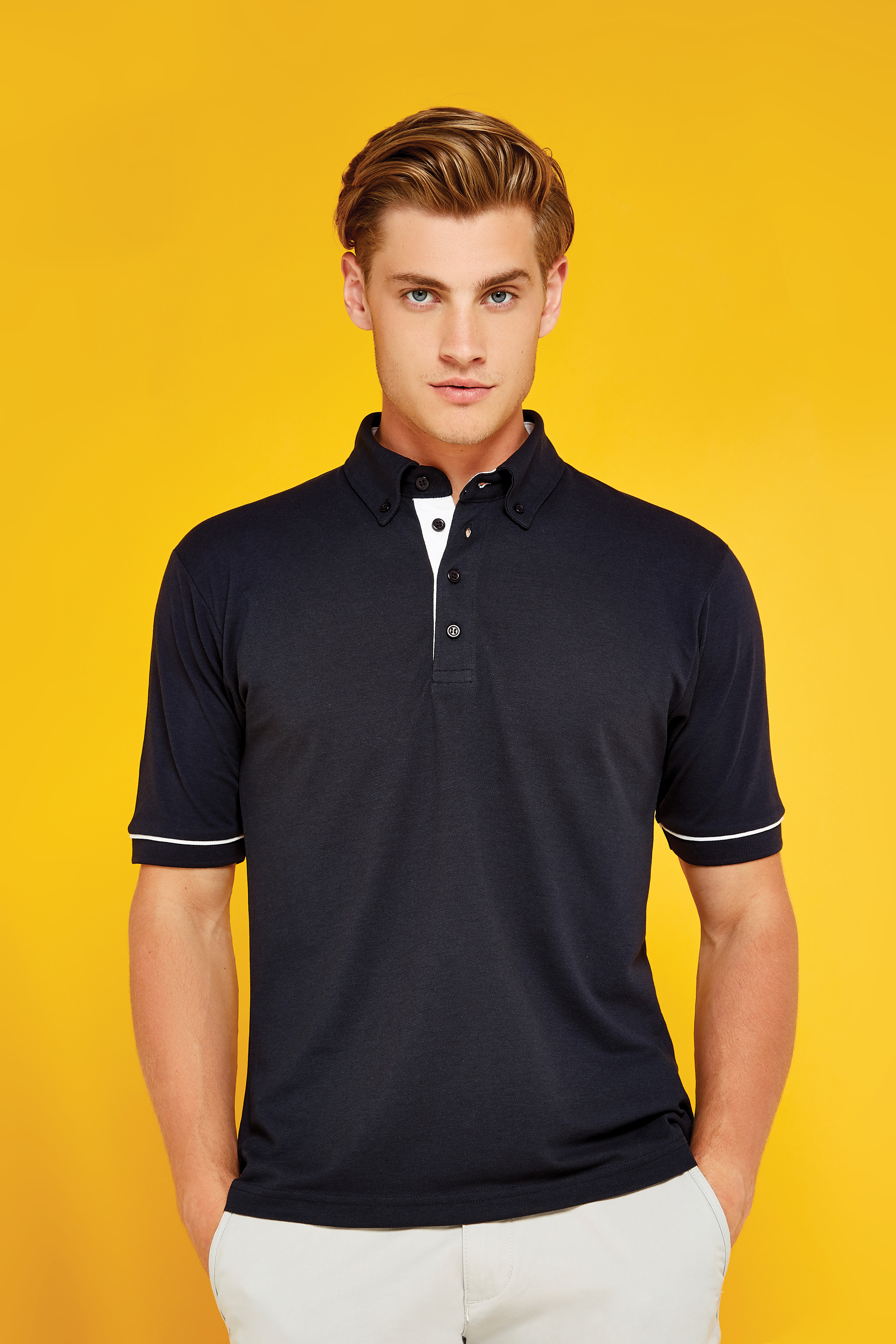 Button Down Contrast Polo (KK449)