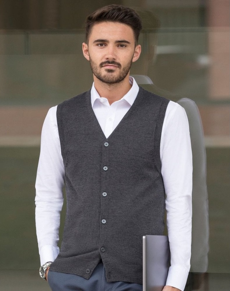 Men’s V-Neck Sleeveless Cardigan (R719M)