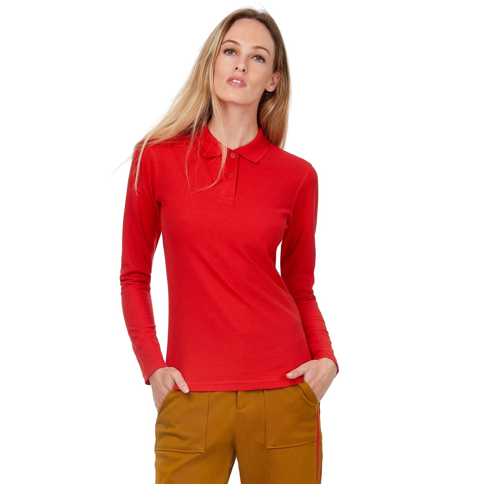Women Long Sleeved open hem  Polo shirt  ID001 LSL/women